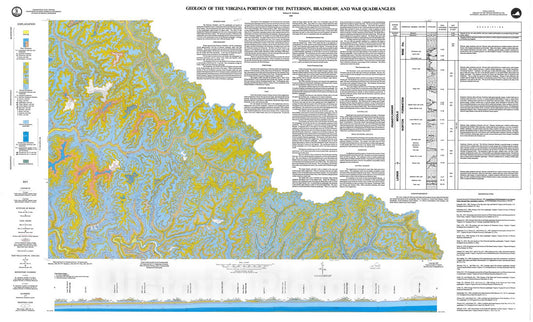 Map : Geology of the Virginia portion of the Patterson, Bradshaw, and War quadrangles, 1989 Cartography Wall Art :