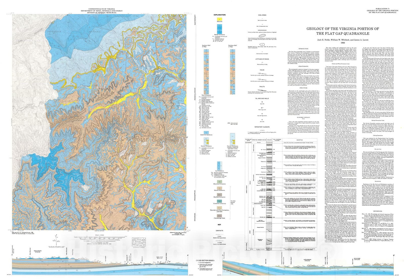 Map : Geology of the Virginia portion of the Flat Gap quadrangle, 1988 Cartography Wall Art :