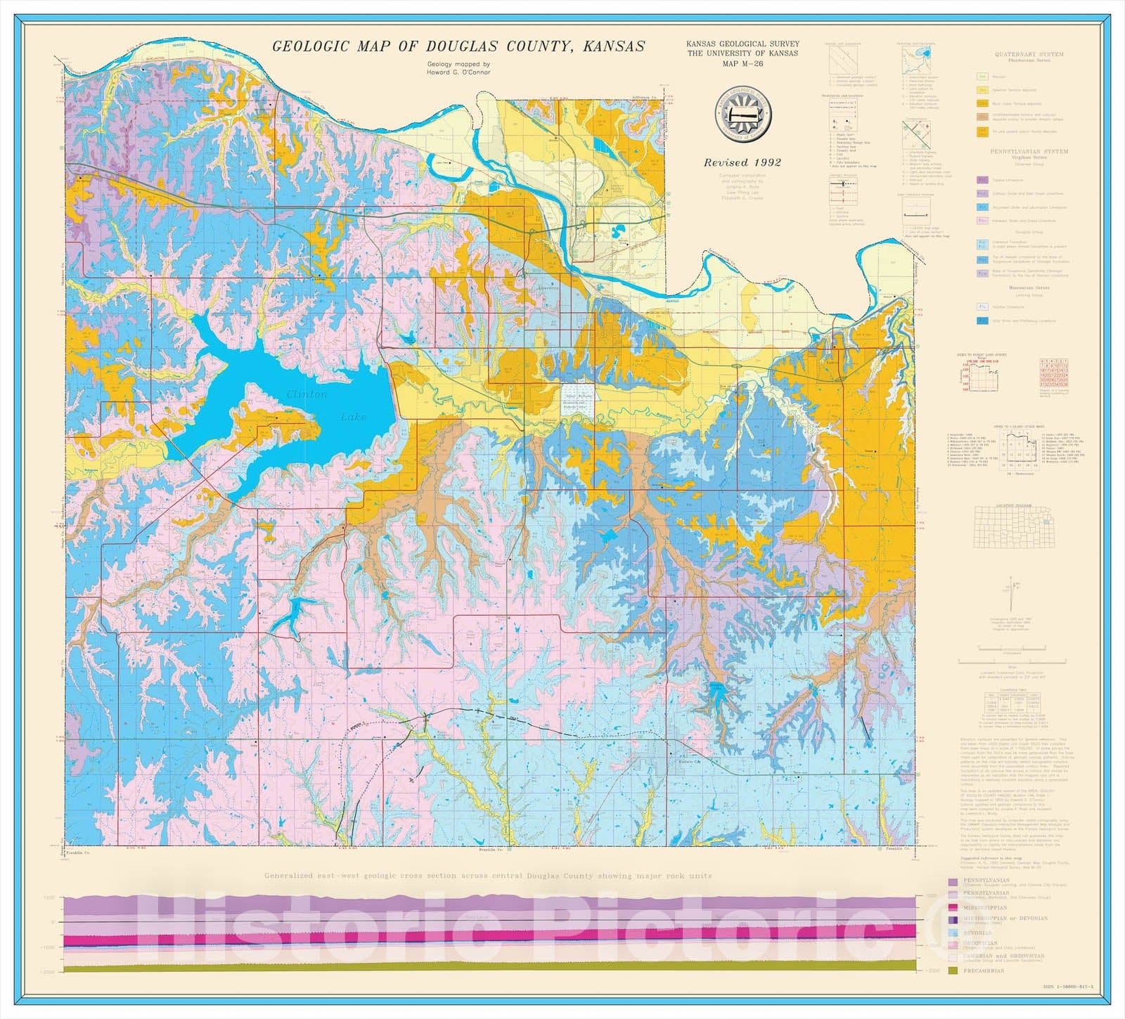Map : Geologic Map of Douglas County, 1992 Cartography Wall Art :