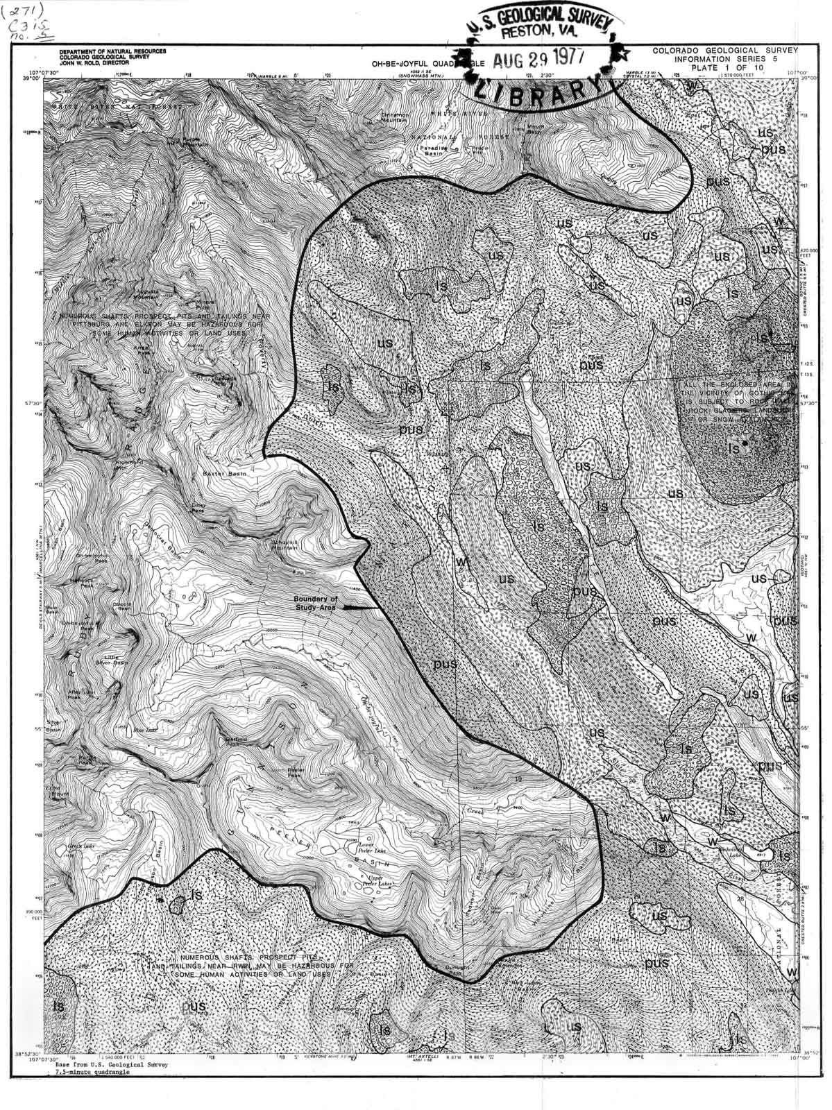 Map : Geologic hazards in the Crested Butte-Gunnison area, Gunnison County, Colorado, 1976 Cartography Wall Art :