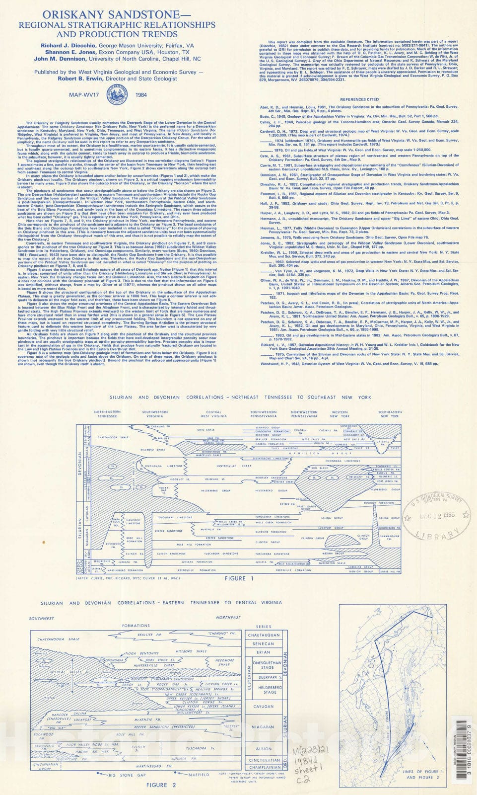Map : Oriskany Sandstone-Regional stratigraphic relationships and production trends, 1984 Cartography Wall Art :
