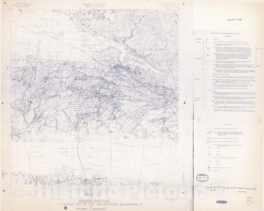 Map : Geologic map of the San German quadrangle, Puerto Rico, 1977 Cartography Wall Art :