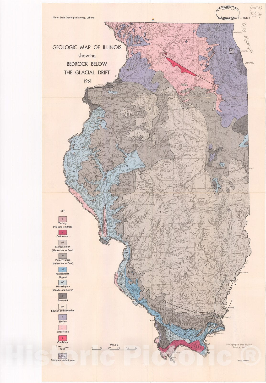 Map : Guide to the geologic map of Illinois, 2001 Cartography Wall Art :