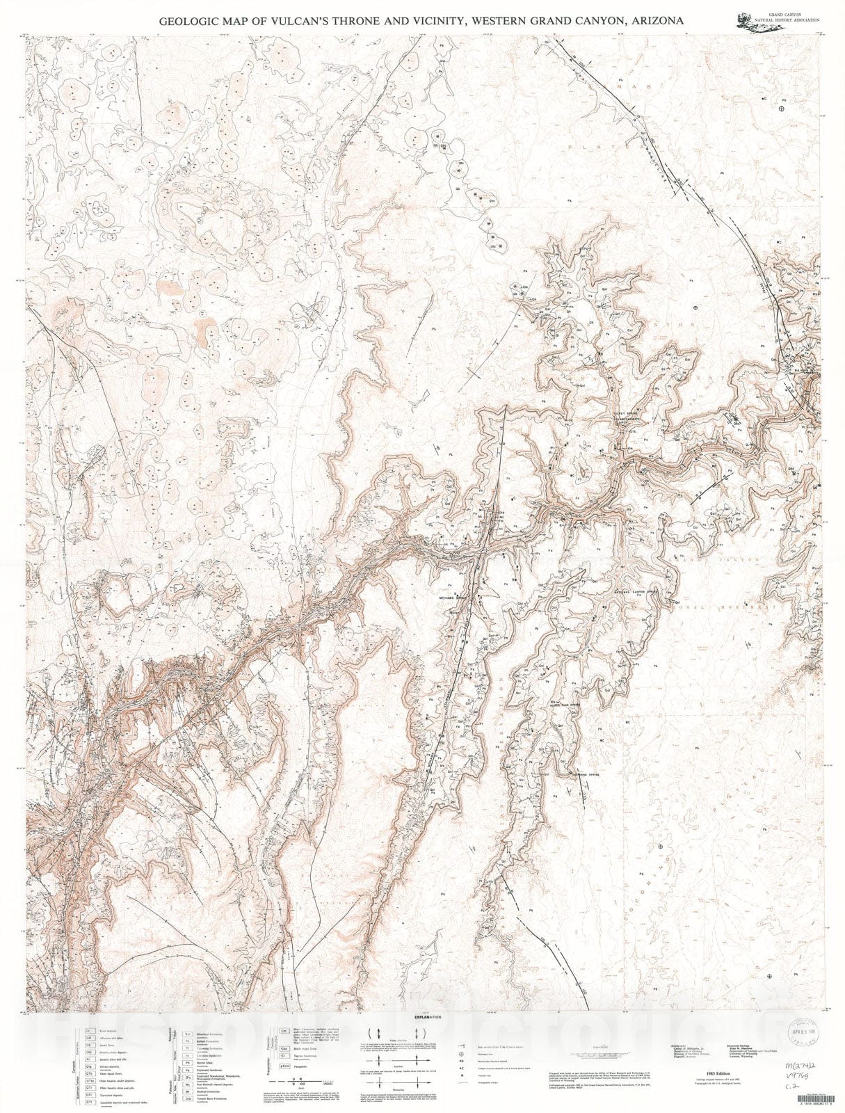 Map : Geologic map of Vulcan's Throne and vicinity, western Grand Canyon, Arizona, 1983 Cartography Wall Art :