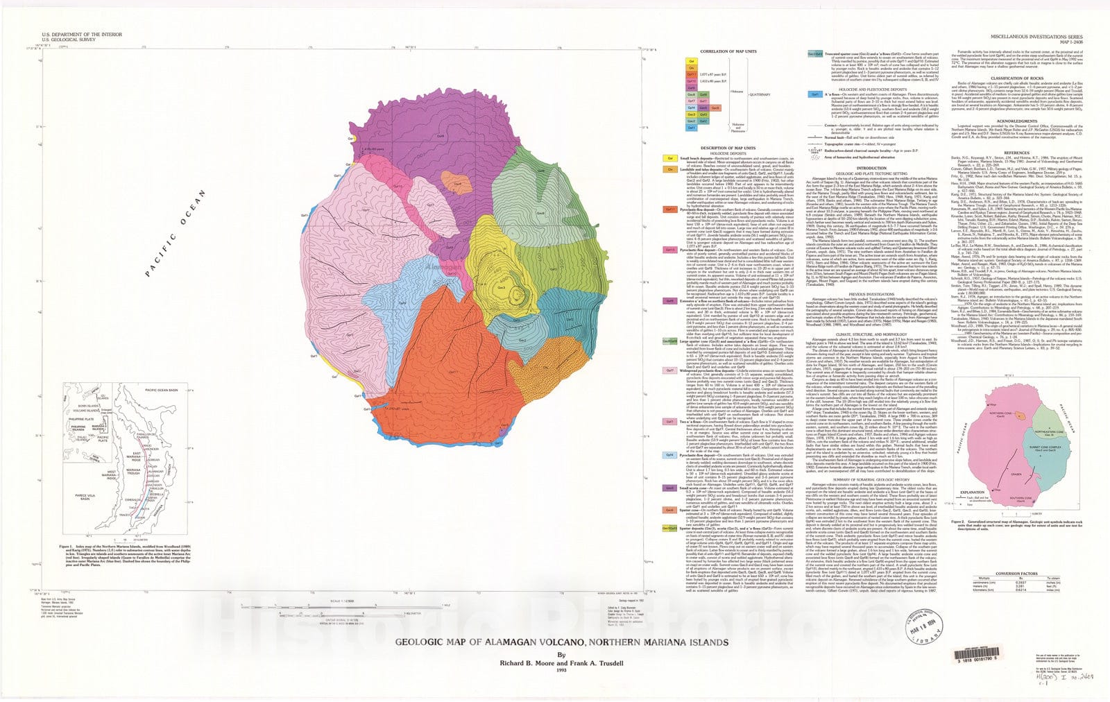 Map : Geologic map of Alamagan Volcano, northern Mariana Islands, 1993 Cartography Wall Art :