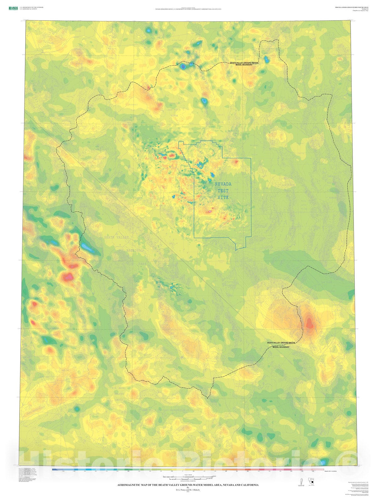 Map : Aeromagnetic map of the Death Valley ground-water model area, Nevada and California, 2001 Cartography Wall Art :