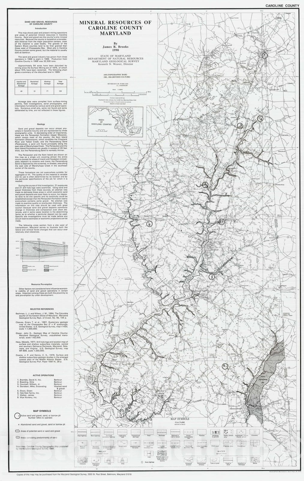 Map : Mineral resources of Caroline County, Maryland, 1990 Cartography Wall Art :