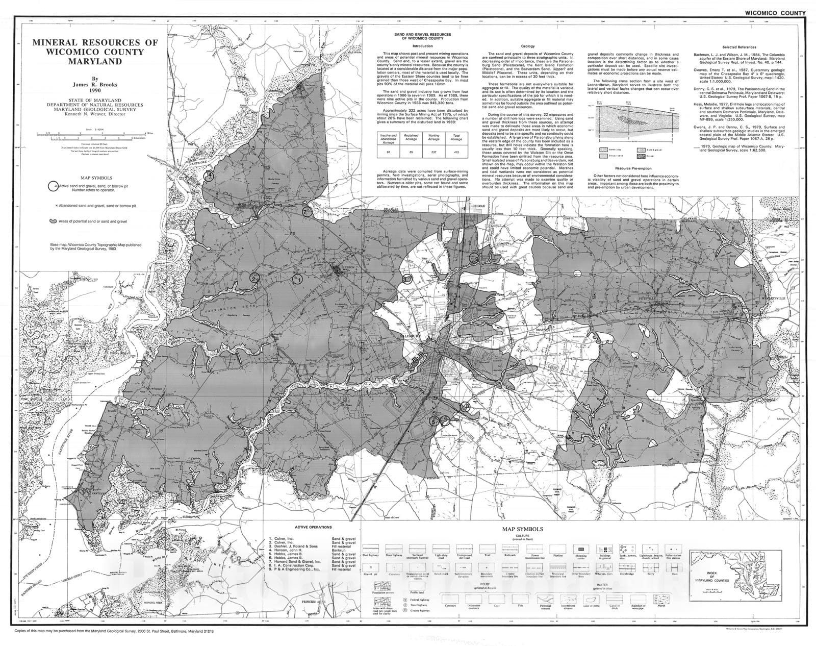 Map : Mineral resources of Wicomico County, 1990 Cartography Wall Art :