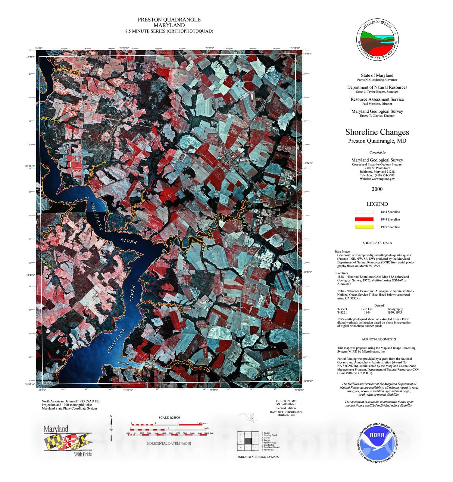 Map : Shoreline changes -- Preston quadrangle, VA-DC-MD, 1997 Cartography Wall Art :