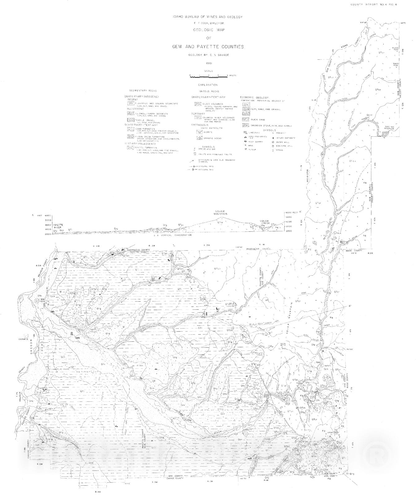 Map : Geology and mineral resources of Gem and Payette counties, 1961 Cartography Wall Art :