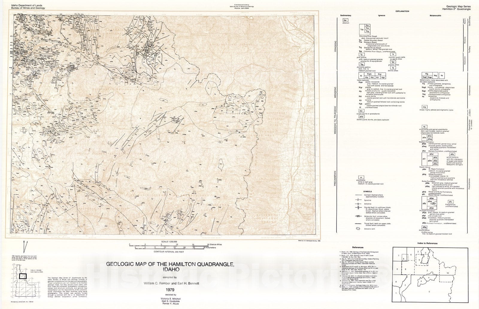 Map : Geologic map of the Hamilton quadrangle, Idaho, 1979 Cartography Wall Art :