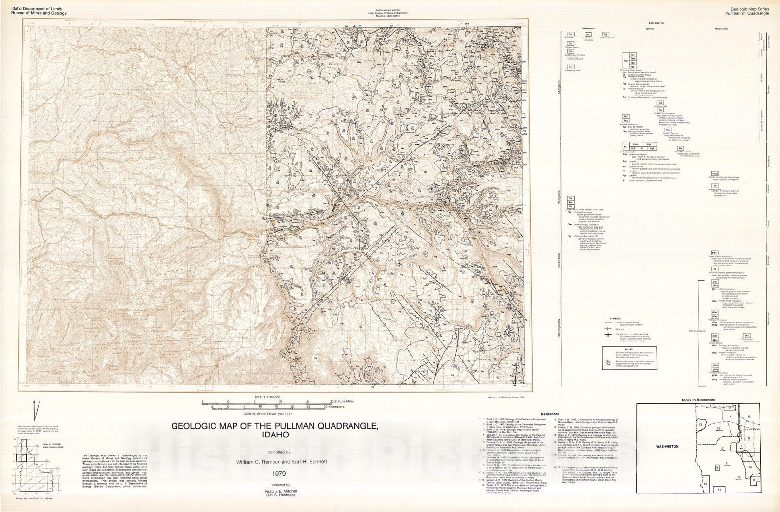 Map : Geologic map of the Pullman quadrangle, Idaho, 1979 Cartography Wall Art :