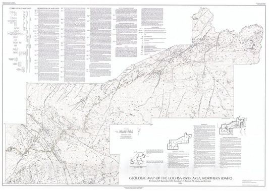 Map : Geologic map of the Lochsa River area, northern Idaho, 1992 Cartography Wall Art :