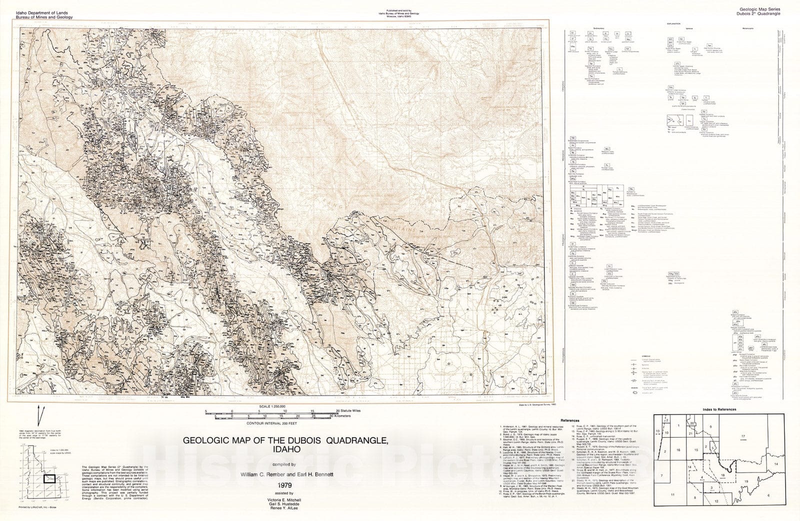 Map : Geologic map of the Dubois quadrangle, Idaho, 1979 Cartography Wall Art :