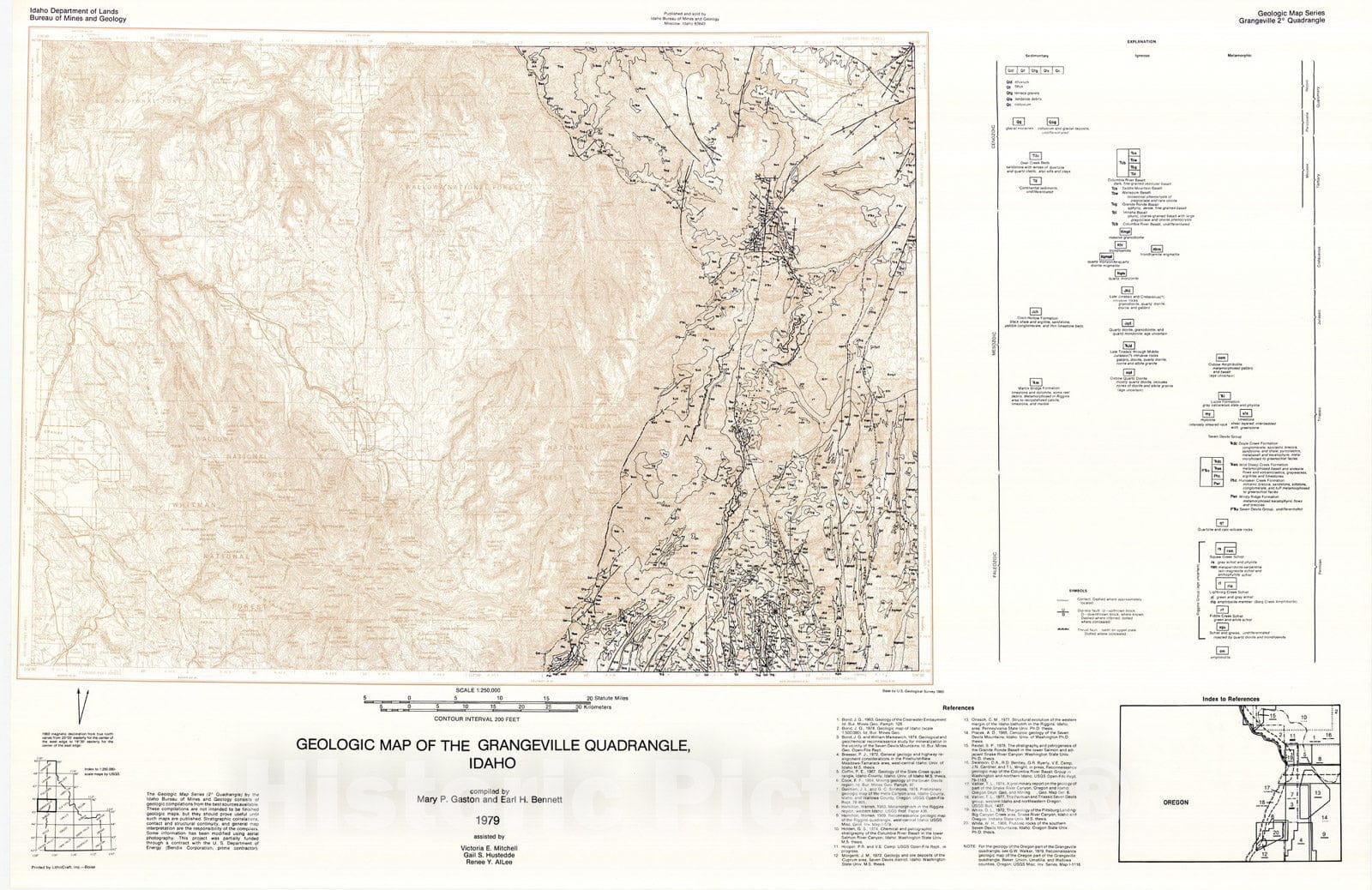 Map : Geologic map of the Grangeville quadrangle, Idaho, 1979 Cartography Wall Art :