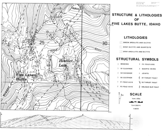 Map : Geologic map of Five Lakes Butte, Shoshone County, Idaho, 1985 Cartography Wall Art :