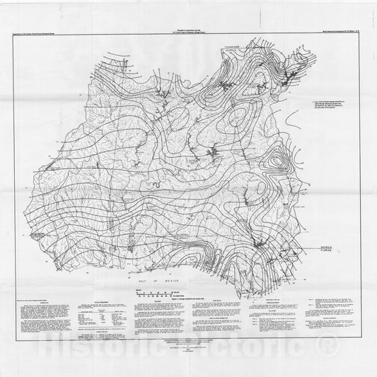 Map : A method of estimating average streamflow and headwater limits in U.S. Army Corps of Engineers, Mobile District, Alabama and adjacent states, 1981 Cartography Wall Art :