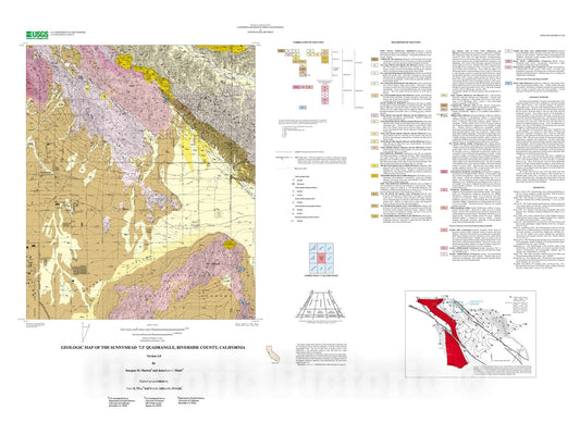Map : Geologic map of the Sunnymead 7.5' quadrangle, Riverside County, California, 2002 Cartography Wall Art :