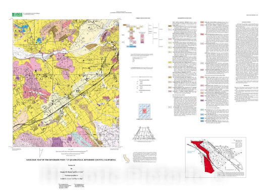 Map : Geologic map of the Riverside West 7.5' quadrangle, Riverside County, California, 2002 Cartography Wall Art :