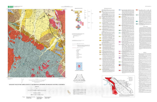 Map : Geologic map of the Corona South 7.5' quadrangle, Riverside and Orange Counties, California, 2002 Cartography Wall Art :