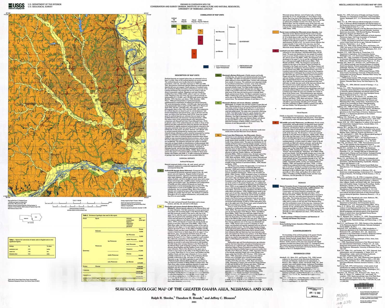 Map : Surficial geologic map of the greater Omaha area, Nebraska and Iowa, 2002 Cartography Wall Art :