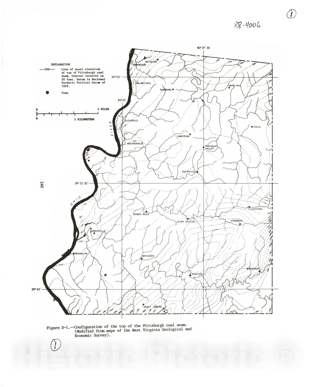 Map : Ground-water hydrology of Marshall County, West Virginia, with emphasis on the effects of Longwell coal mining, 1988 Cartography Wall Art :