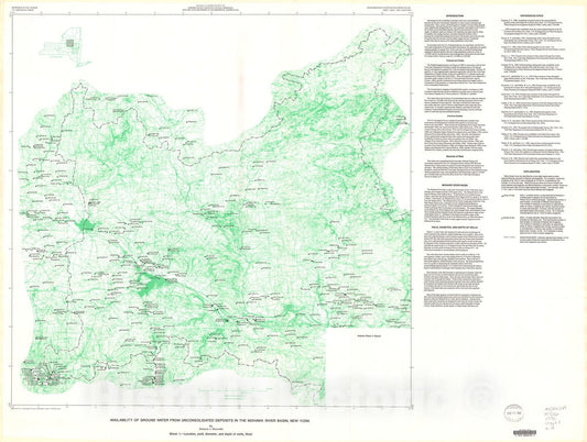 Map : Availability of ground water from unconsolidated deposits in the Mohawk River basin, New York, 1990 Cartography Wall Art :