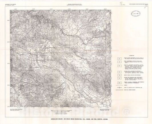 Map : Geology and ground-water resources of the San Carlos Indian Reservation, Gila, Graham, and Pinal Counties, Arizona, 1989 Cartography Wall Art :