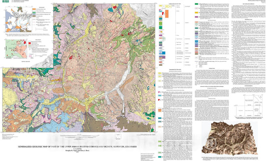 Map : Generalized geologic map of part of the upper Animas River watershed and vicinity, Silverton, Colorado, 2002 Cartography Wall Art :