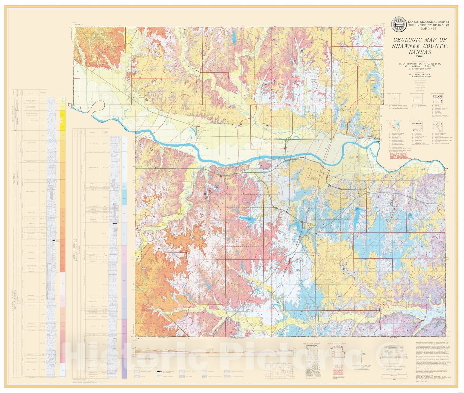 Map : Geologic Map of Shawnee County, Kansas, 2001 Cartography Wall Art :