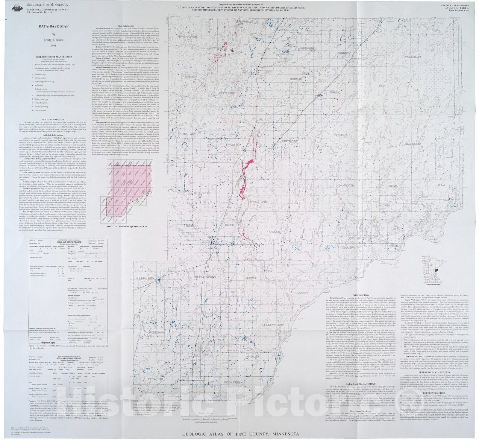 Map : Geologic atlas of Pine County, Minnesota, 2001 Cartography Wall Art :