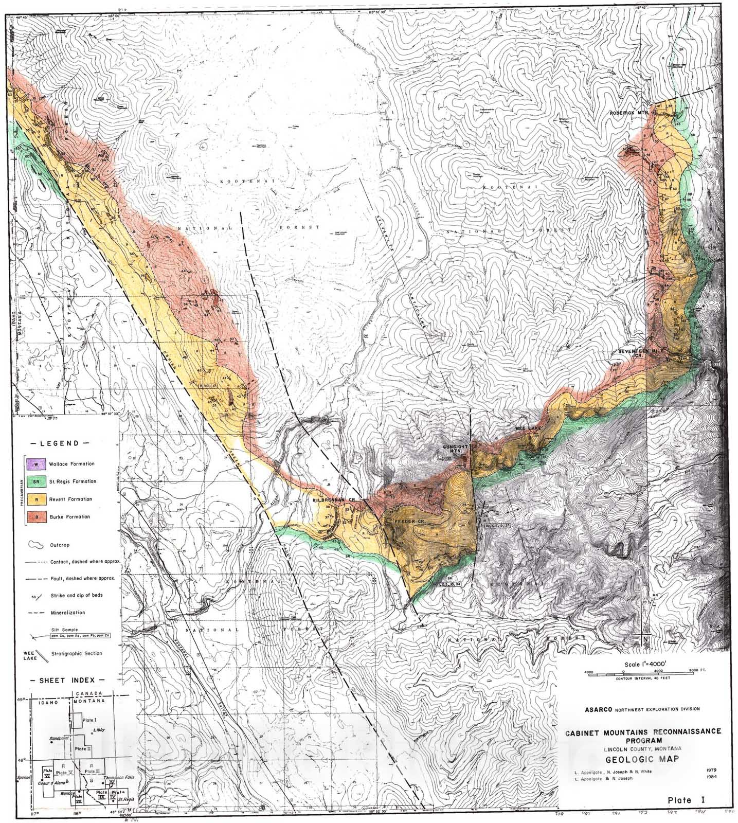 Map : Raster images of geologic maps of Middle Proterozoic Belt strata in parts of Benewah, Bonner, Kootenai, and Shoshone Counties, Ida, 2002 Cartography Wall Art :