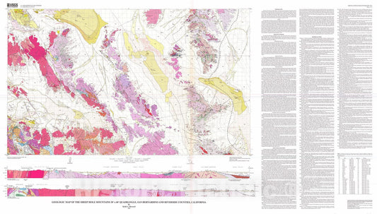 Map : Geologic map of the Sheep Hole Mountains 30' X 60' quadrangle, San Bernardino and Riverside Counties, California, 2002 Cartography Wall Art :