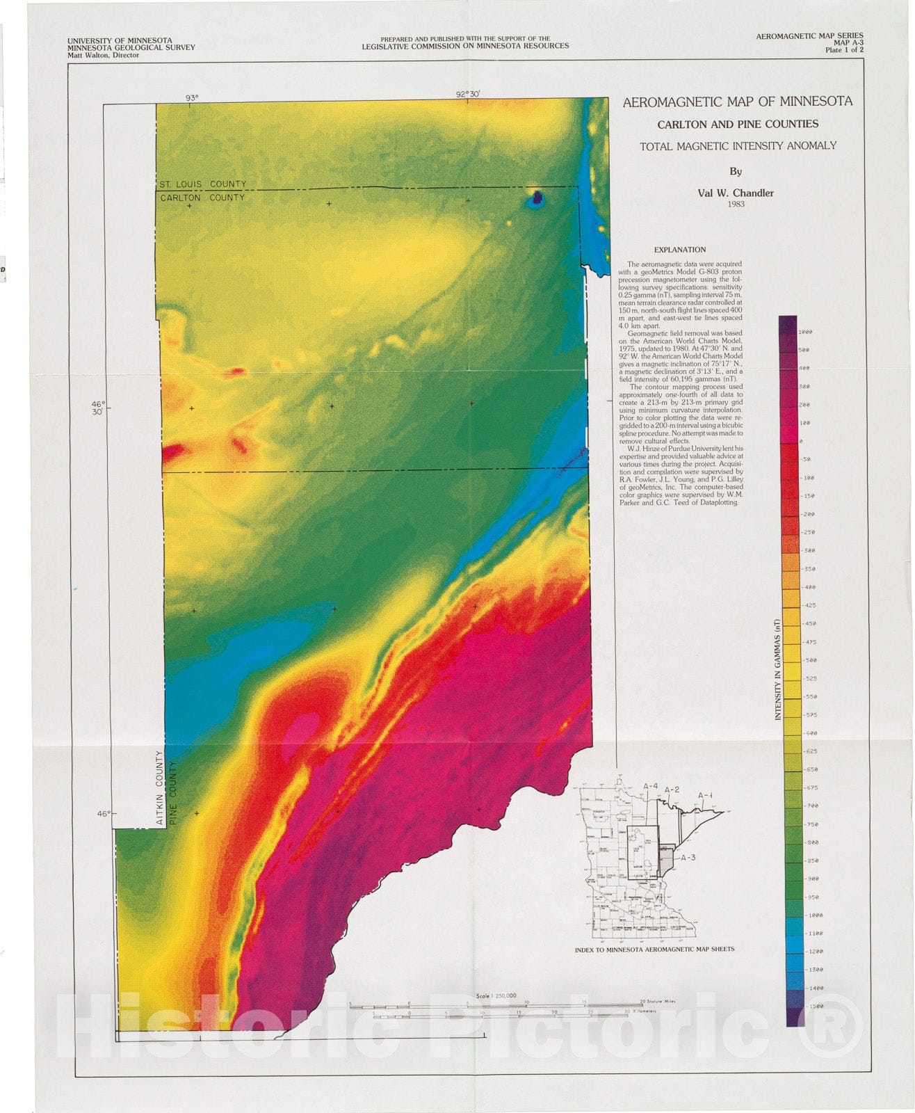 Map : Aeromagnetic map of Minnesota Carlton and Pine Counties, 1983 Cartography Wall Art :