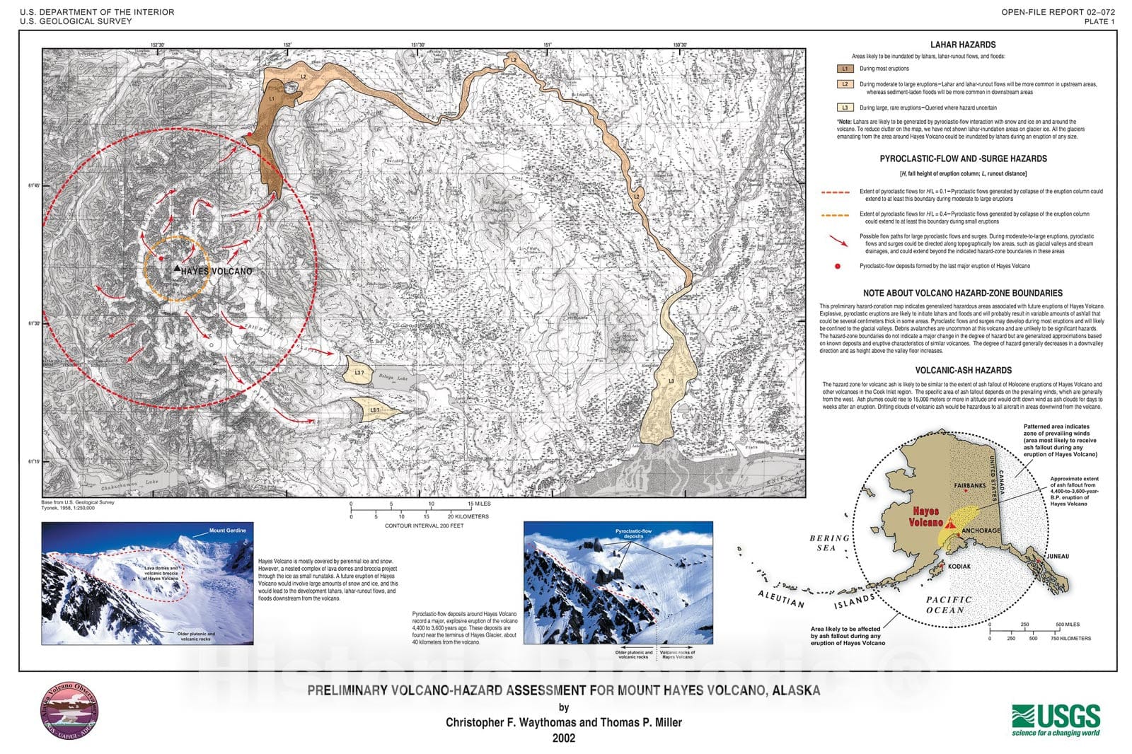 Map : Preliminary volcano-hazard assessment for Hayes Volcano, Alaska, 2002 Cartography Wall Art :