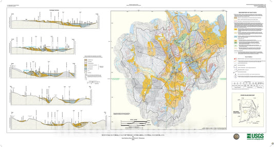 Map : Glacial geology and aquifer characteristics of the Big River area, central Rhode Island, 2002 Cartography Wall Art :
