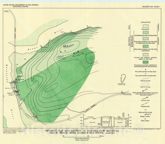 Map : Haydite raw material in the Kings River, Sutton, and Lawing areas, Alaska [Lawing area], 1959 Cartography Wall Art :