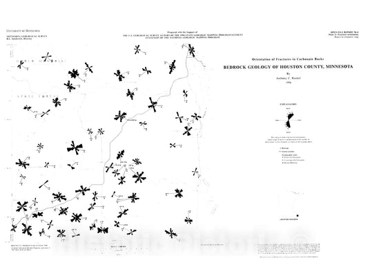 Map : Bedrock geology of Houston County, Minnesota, 1996 Cartography Wall Art :