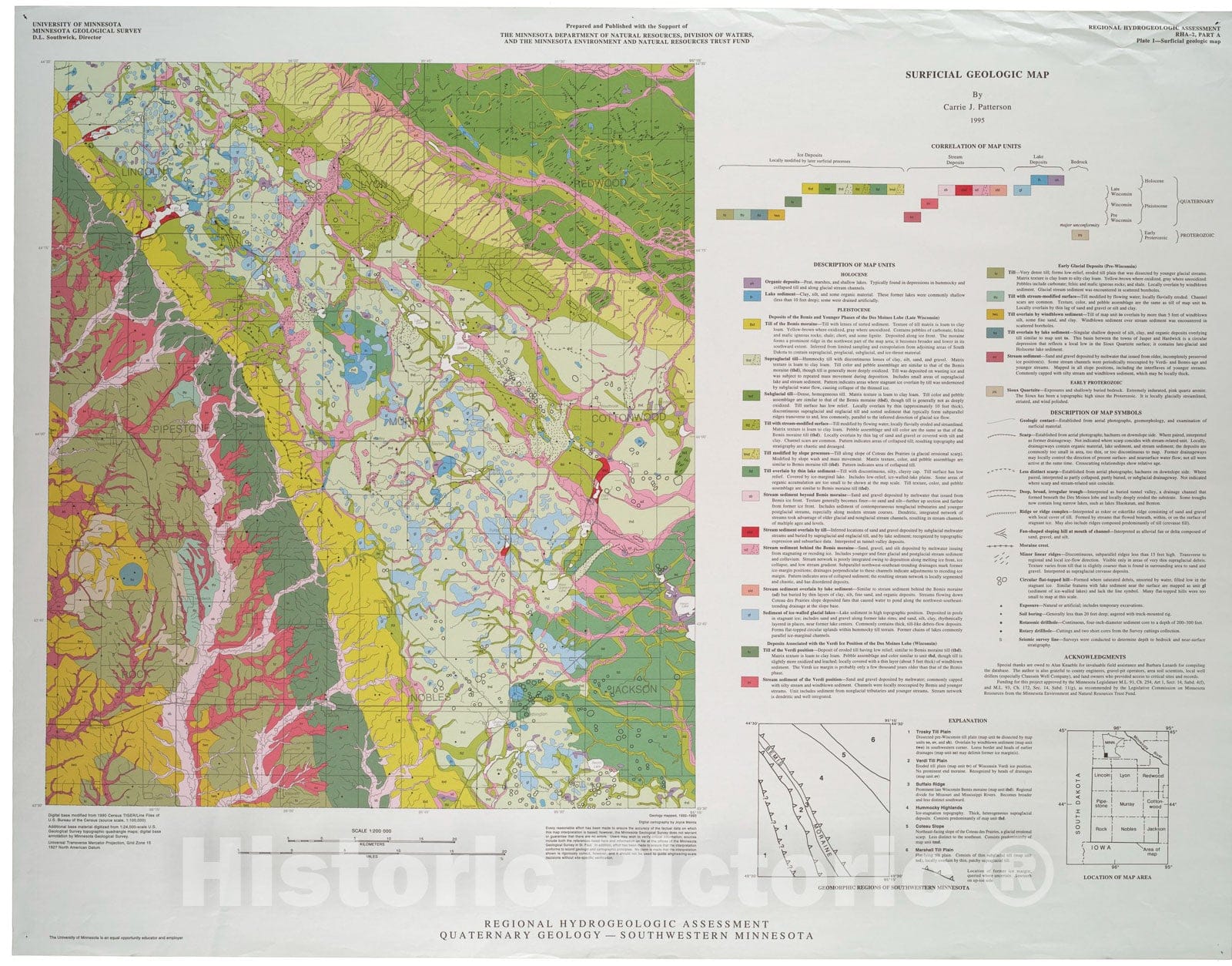 Map : Quaternary geology - southwestern Minnesota, 1995 Cartography Wall Art :