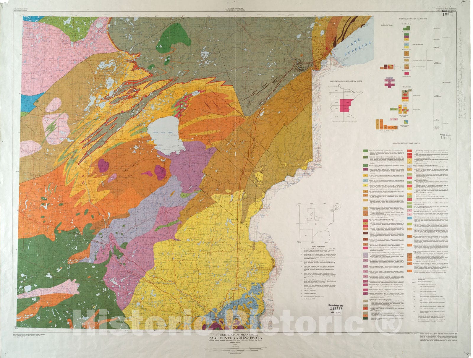 Map : East-central Minnesota, bedrock geology, 1981 Cartography Wall Art :