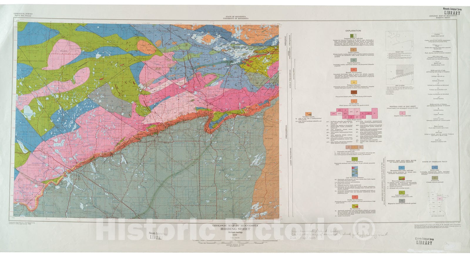 Map : Hibbing sheet, bedrock geology, 1970 Cartography Wall Art :