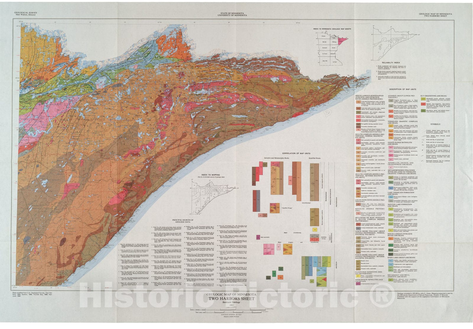 Map : Two Harbors sheet, bedrock geology, 1982 Cartography Wall Art :