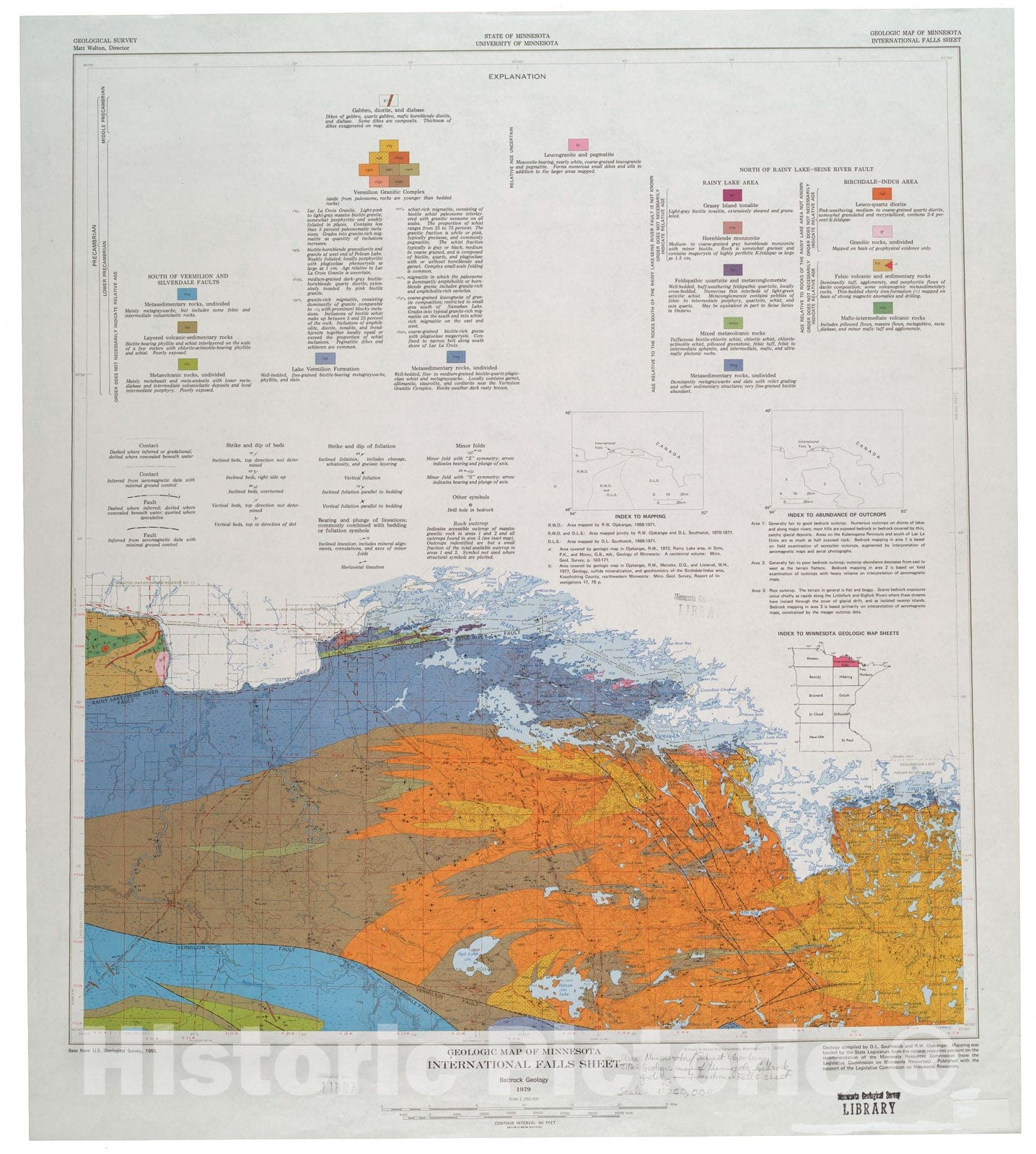 Map : International Falls sheet, bedrock geology, 1979 Cartography Wall Art :