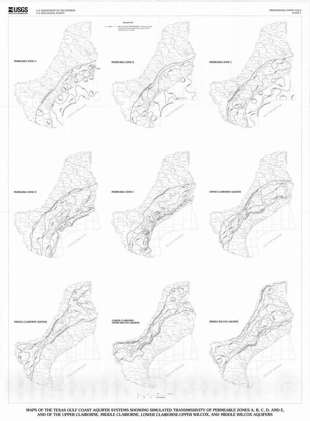 Map : Hydrology of the Texas Gulf Coast aquifer systems, 2002 Cartography Wall Art :