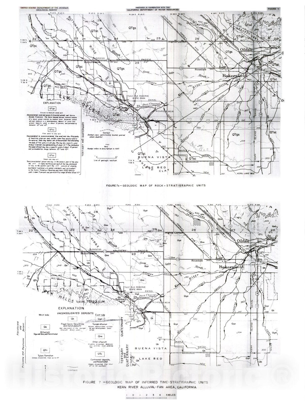 Map : Ground-water geology and hydrology of the Kern River alluvial-fan area, California, 1966 Cartography Wall Art :