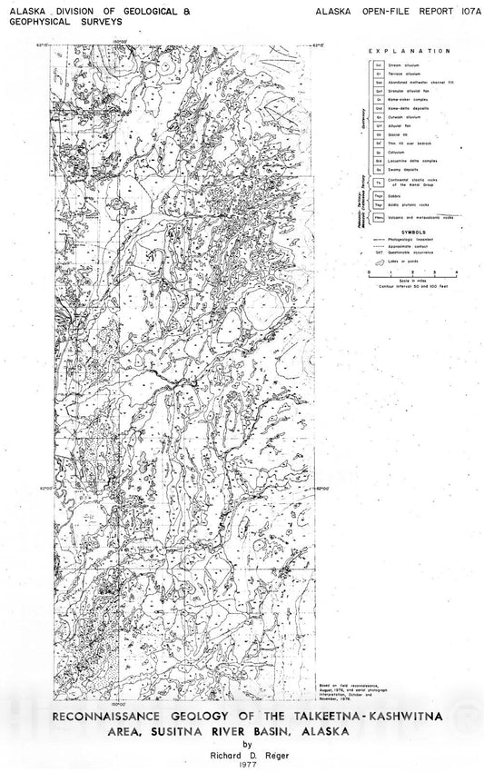 Map : Reconnaissance geology of the Talkeetna-Kashwitna area, Susitna River Basin, 1978 Cartography Wall Art :