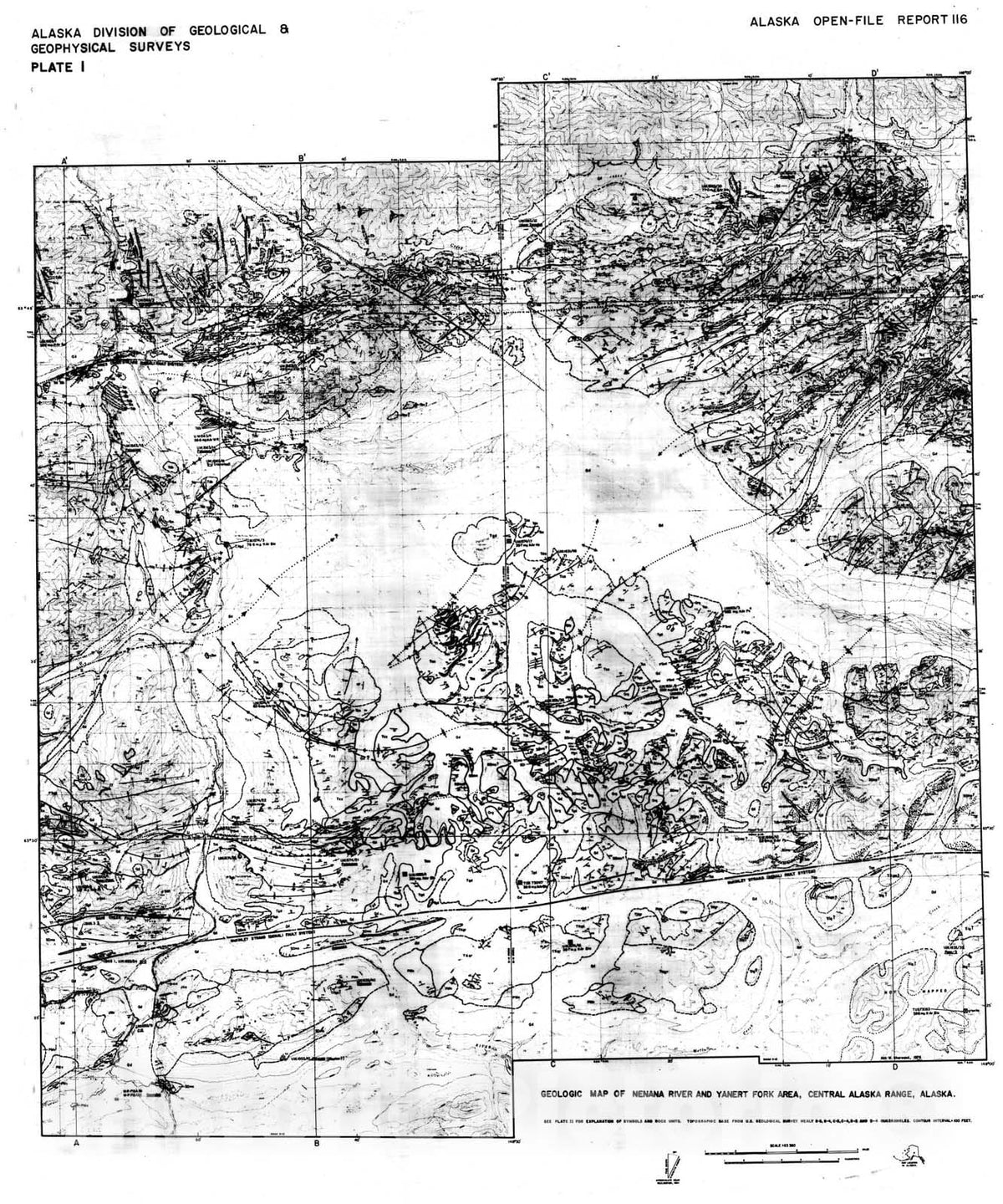 Map : General geology of the central Alaska Range between the Nenana River and Mount Deborah, 1979 Cartography Wall Art :
