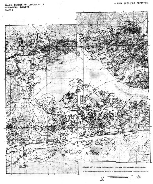 Map : General geology of the central Alaska Range between the Nenana River and Mount Deborah, 1979 Cartography Wall Art :
