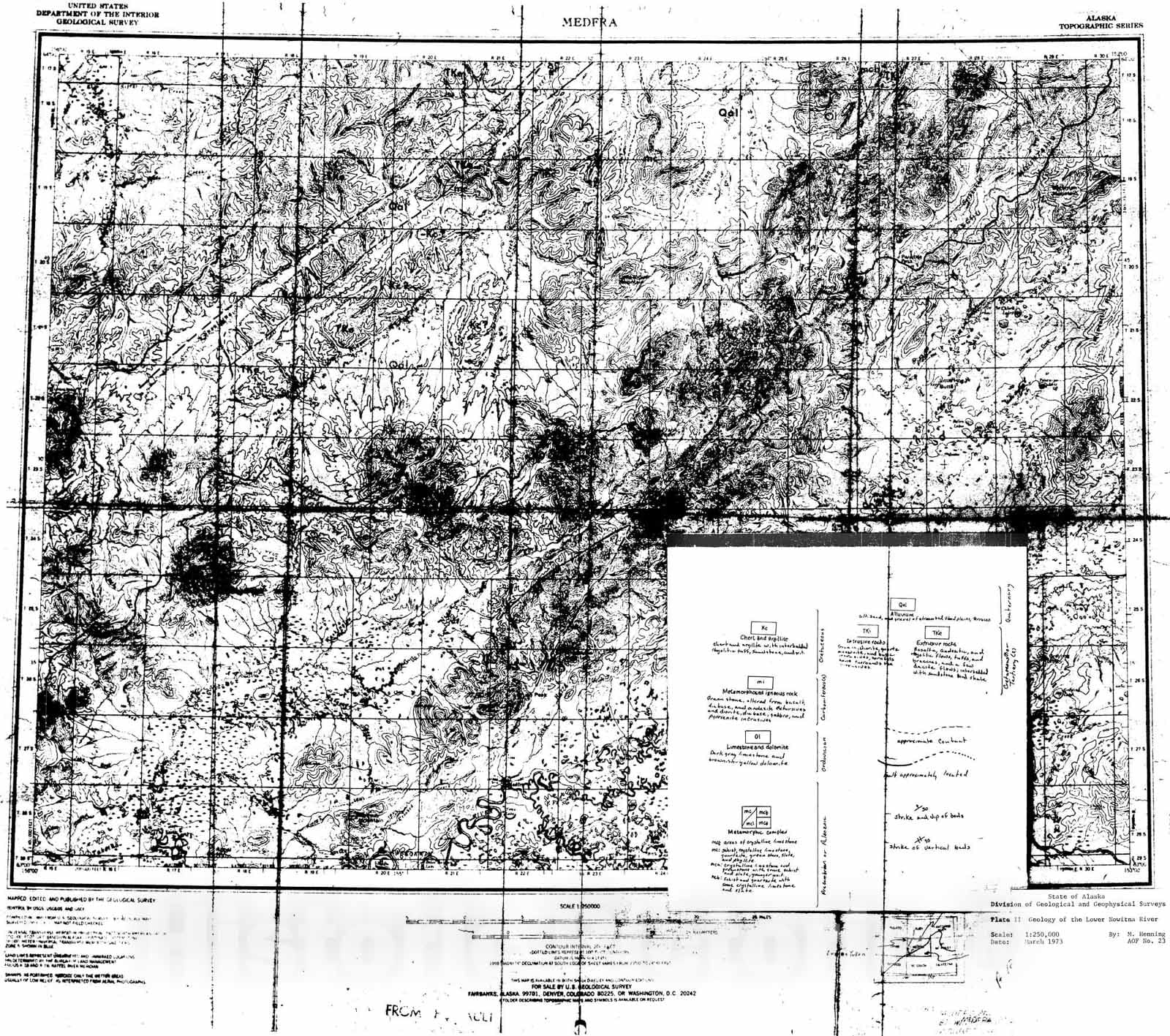Map : Geologic and mineral evaluation of the Nowitna River drainage basin, 1973 Cartography Wall Art :