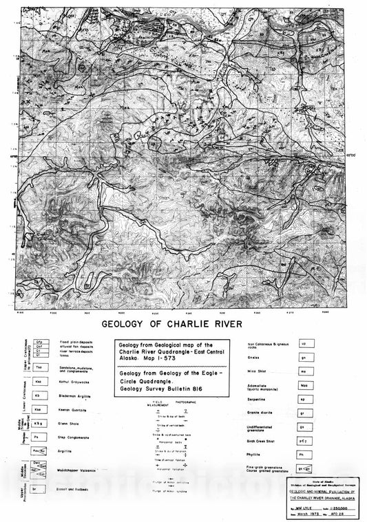 Map : Geologic and mineral evaluation of the Charley River drainage, 1973 Cartography Wall Art :